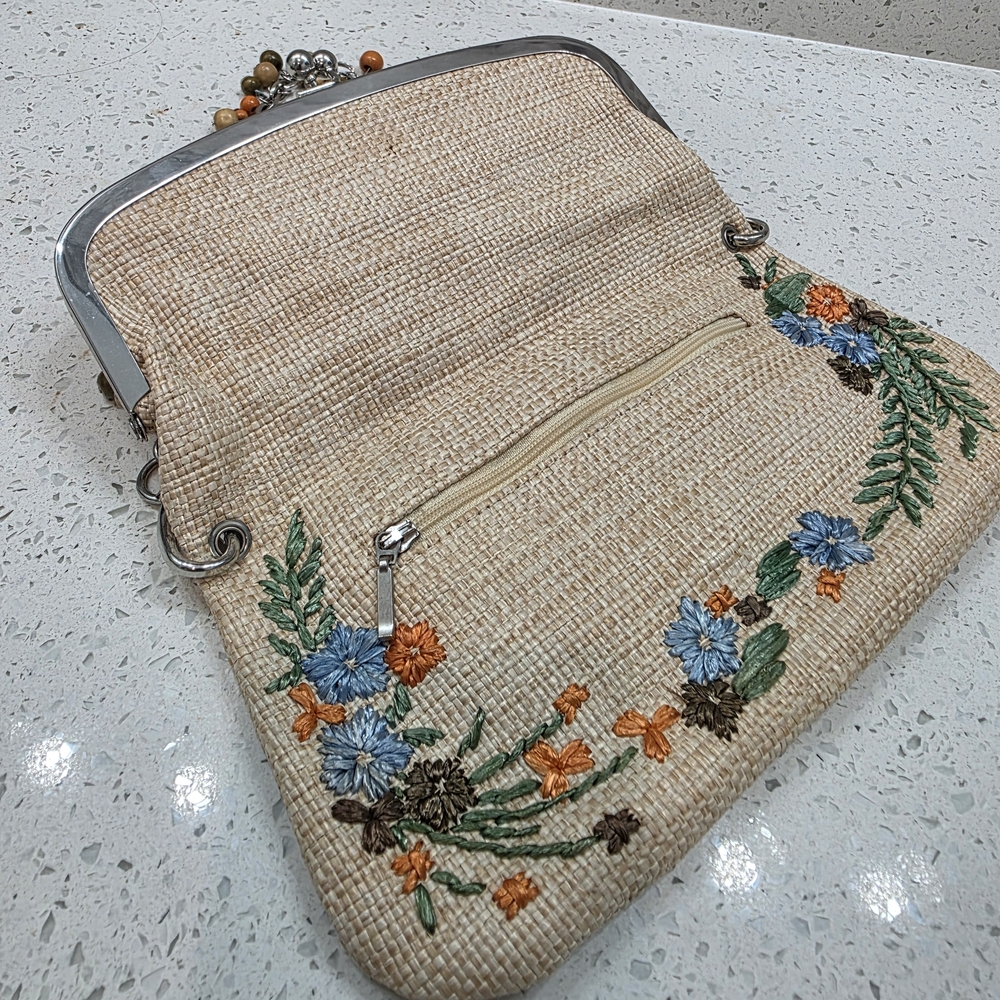 Rafe Beige Floral Embroidered Shoulder Bag - Picture 4 of 11